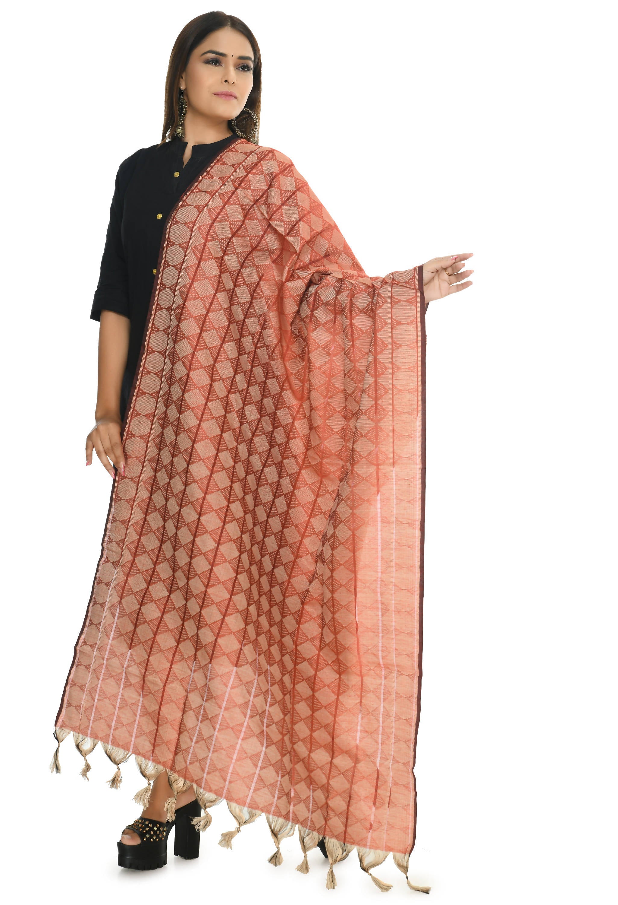 Mominos Fashion Moeza Handloom Cotton Red Dupatta | Grocsy