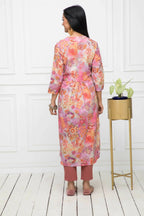 Myshka Multi Floral Women Cotton A-Line Round Neck Kurtas | Grocsy