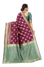 Vamika Ethnic Fire Purple Weaving Banarasi Jacquard Saree | Grocsy