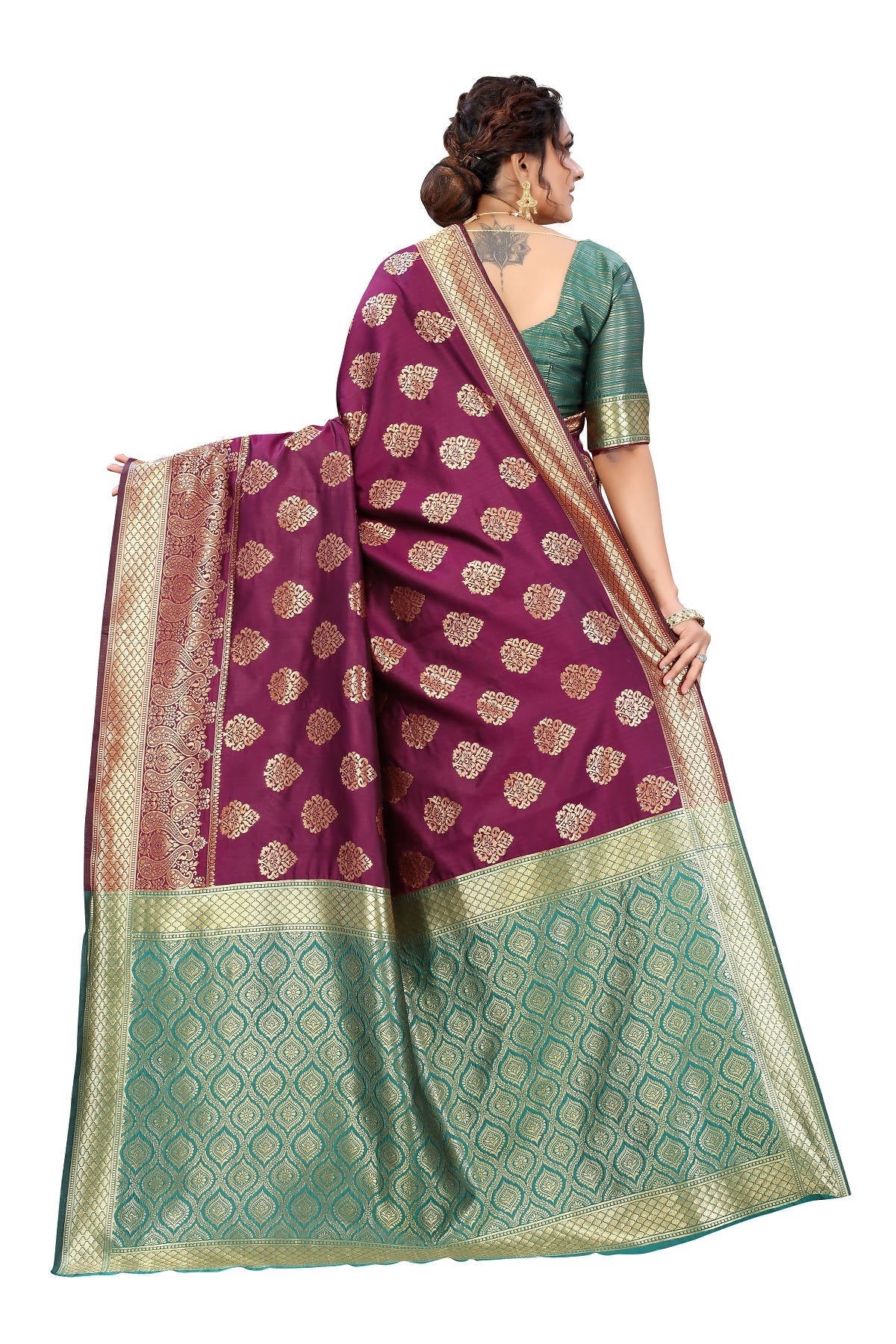Vamika Ethnic Fire Purple Weaving Banarasi Jacquard Saree | Grocsy
