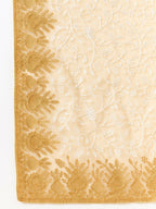 Beige Organza Floral Embroidered Saree with Unstitched Blouse Piece - Roozal | Grocsy