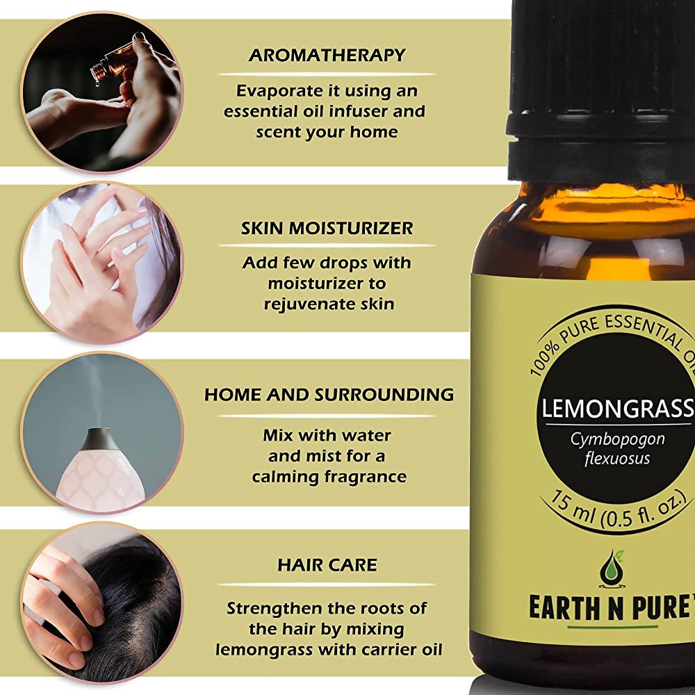 Earth N Pure Essential Oils (Rosemary, Eucalyptus, Tea Tree, Lemongrass, Peppermint & Lavender) | Grocsy