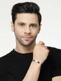 NVR Men Silver Stainless Steel Cuff Bracelet | Grocsy