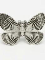 NVR Women's Silver-Toned Butterfly Shape Adjustable Finger Ring | Grocsy