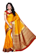 Mimosa Women's Traditional Crepe Kanjivaram Silk Gold Saree | Grocsy