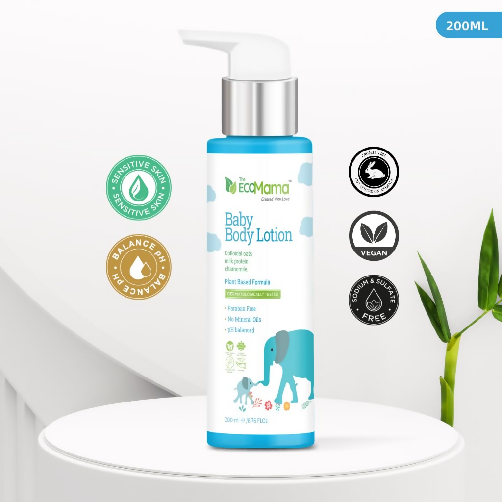 The Eco Mama Moisturizing Baby Body Lotion with Colloidal Oats, Milk Protein & Chamomile Oil | Grocsy