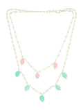 Beaded Green and Pink Motif Necklace - Ruby Raang | Grocsy