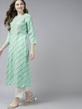 Yufta Women Green Bandhani Yoke Design Pure Cotton Kurta with Palazzo and Dupatta | Grocsy