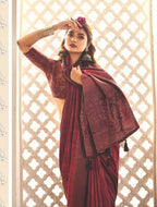Joban Fashion Satin Silk With Zari Border Maroon Colored Designer Pallu Saree | Grocsy