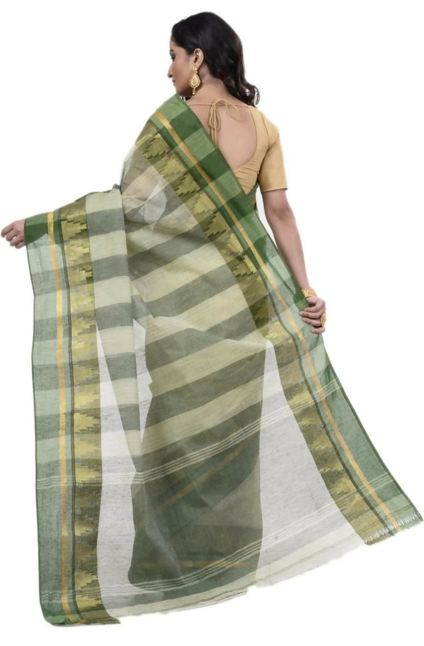 Exclusive Collection Off White 100% Pure Cotton Tant Saree | Grocsy