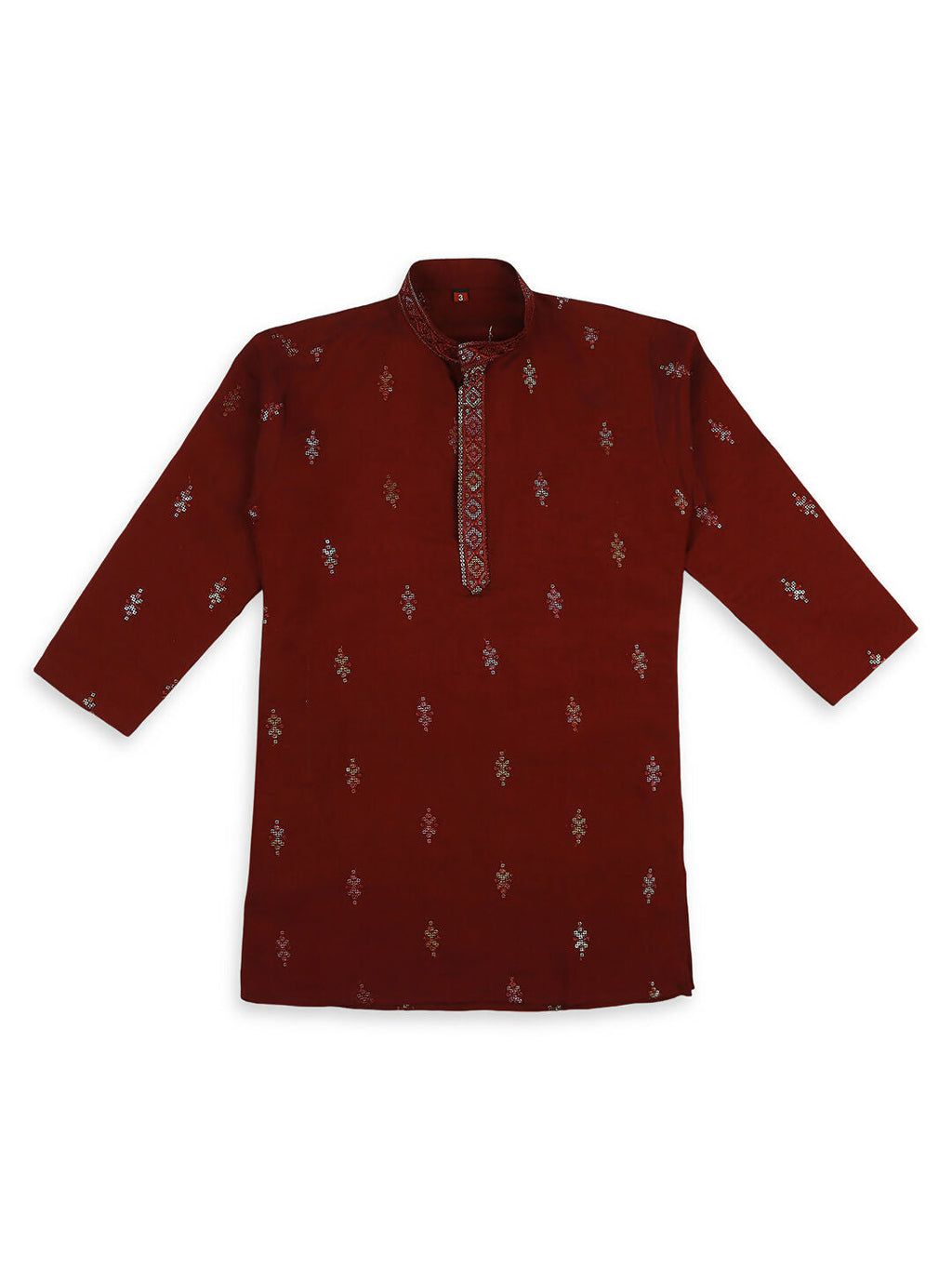Joban Fashion Kids Island Traditional Ethnic Wear with Silk Sequence Embroidery Full Sleeves Kurta and Pyjama Set - Maroon | Grocsy