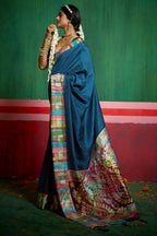 Joban Fashion Tushar Silk Blue Colored With Zari Border And Designer Pallu Saree | Grocsy
