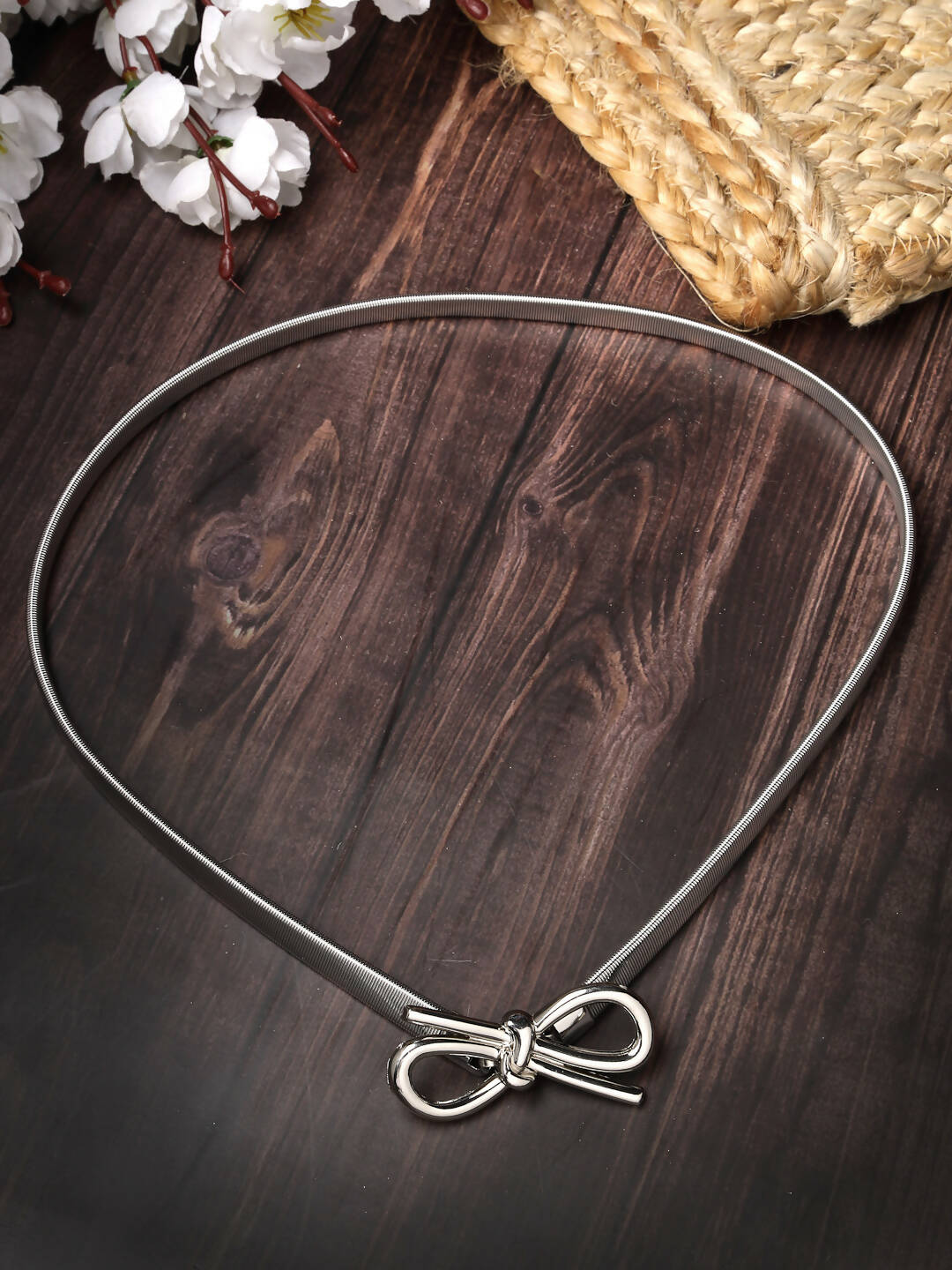 NVR Women Circular Silver Plated Stretchable Metal Belt | Grocsy