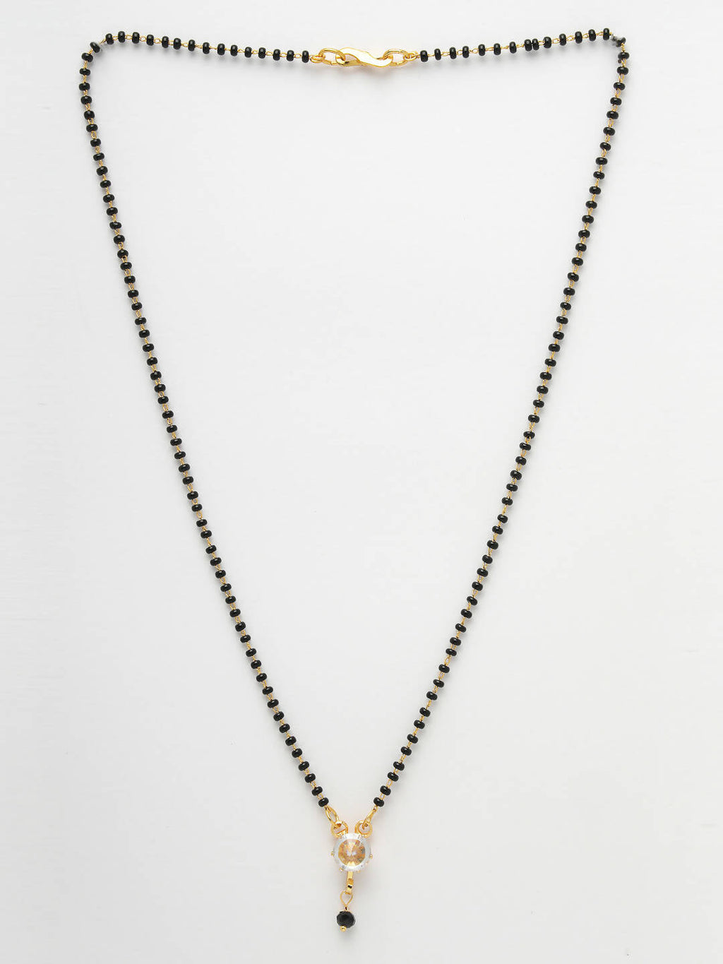 NVR Women Ethnic Gold-Polished Beaded Mangalsutra With Ad Stone | Grocsy