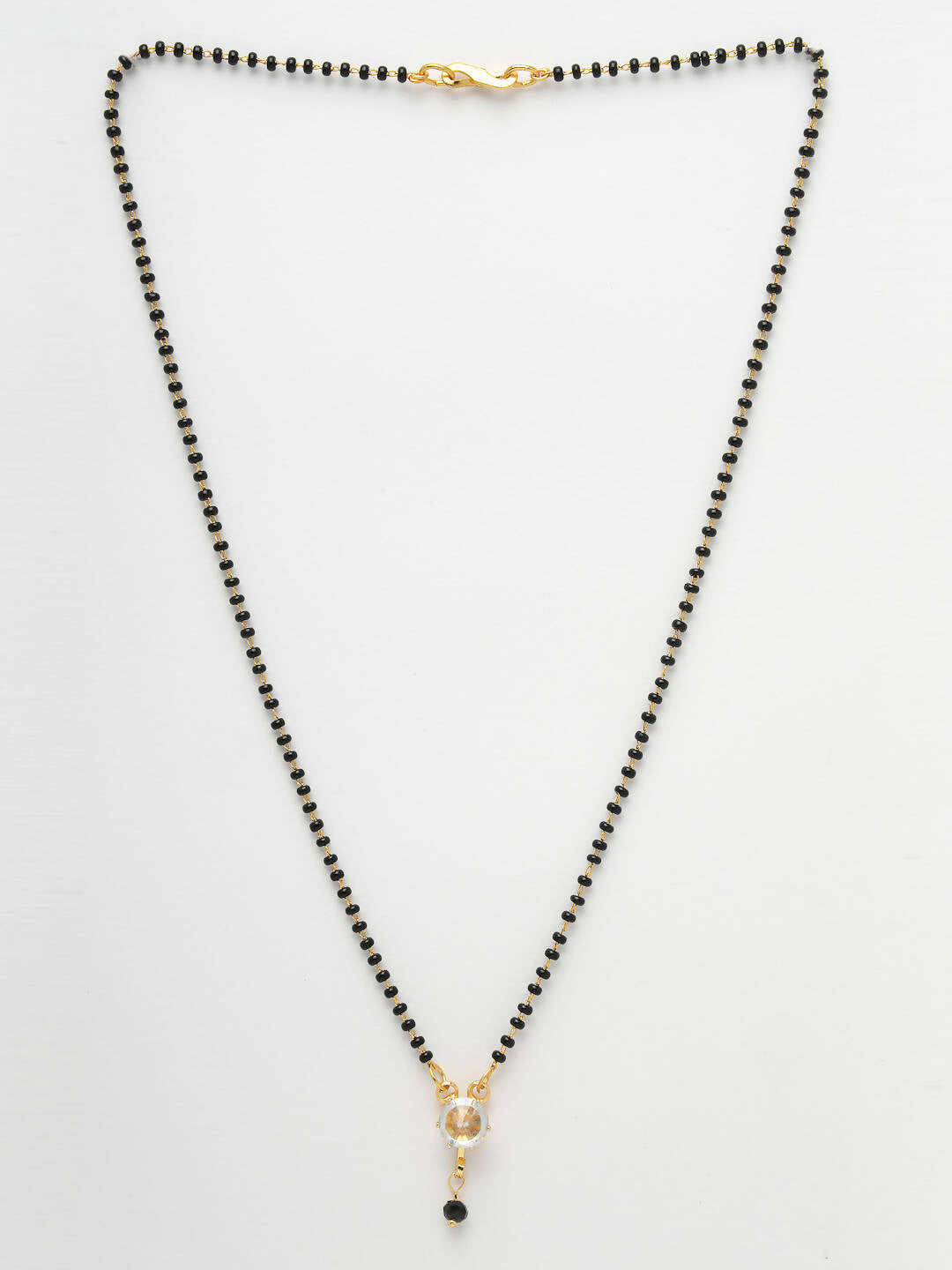 NVR Women Ethnic Gold-Polished Beaded Mangalsutra With Ad Stone | Grocsy