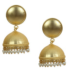 Joban Fashion Women Matte Gold Brass Jhumka | Grocsy