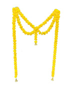 Tied Ribbons Yellow Hanging Marigold Garland Toran | Grocsy