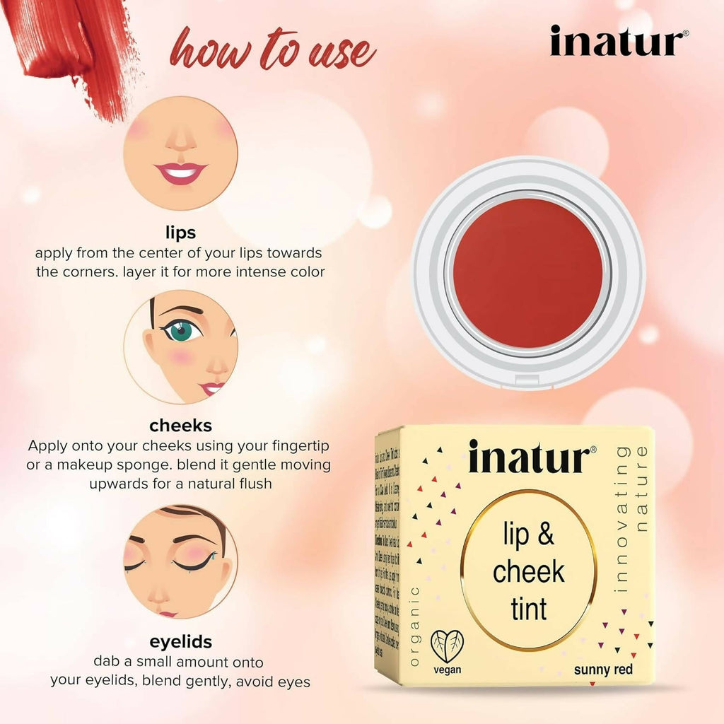 Inatur Lip and Cheek Tint Sunny Red | Grocsy