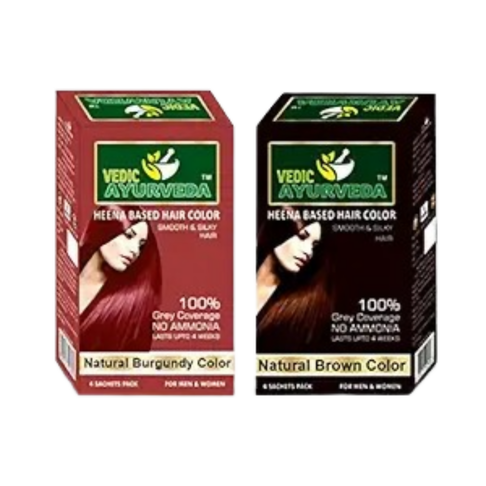 VedicAyurveda No Ammonia Burgundy & No Ammonia Dark Brown Hair Color | Grocsy