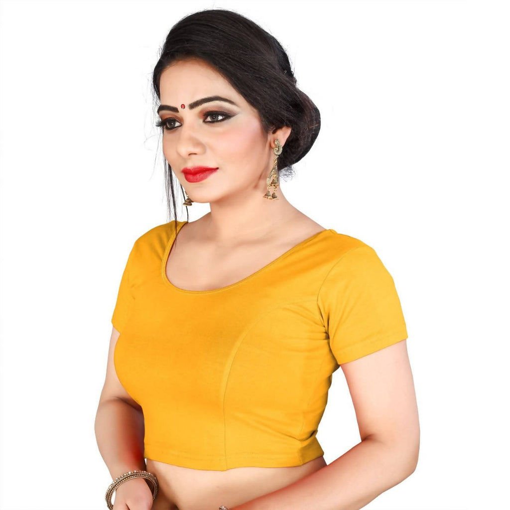 Vamika Mustard Lycra Plain Blouse | Grocsy