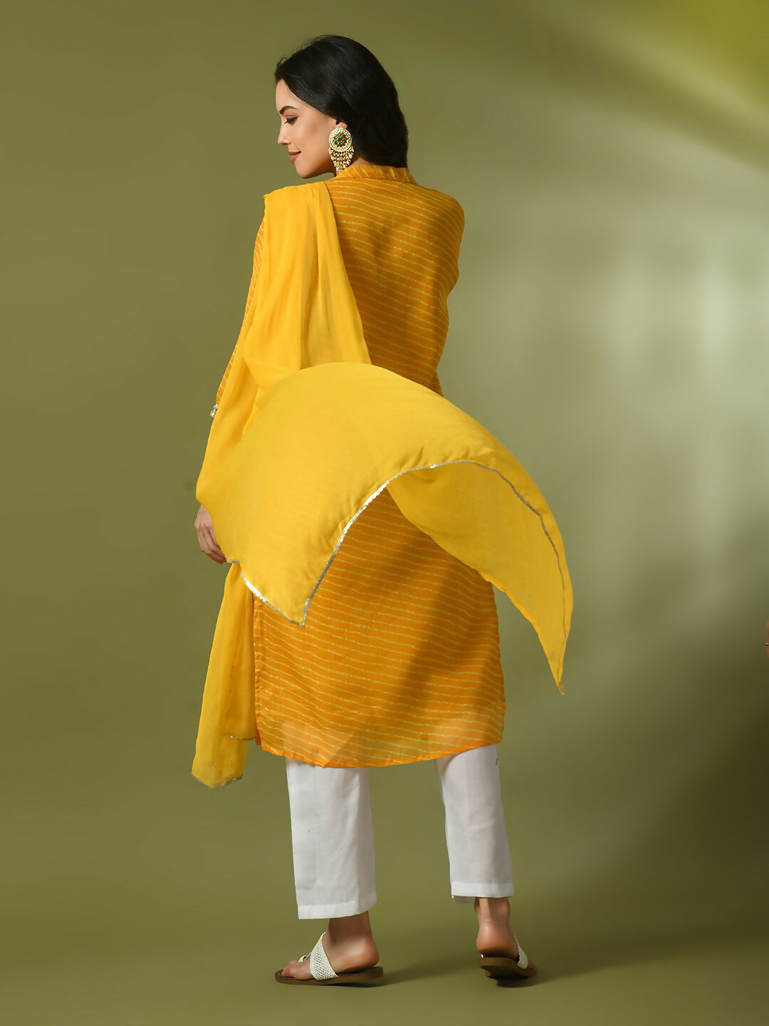 Myshka Women's Yellow Printed Kota Straight Party Kurta Set With Dupatta | Grocsy