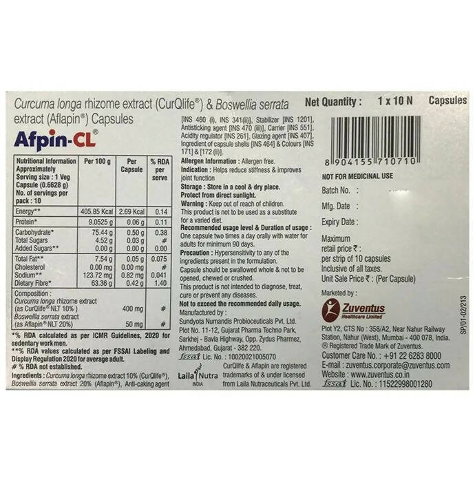 Zuventus Afpin-CL Capsules | Grocsy