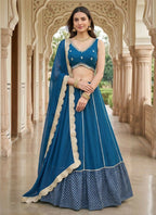 Lehenga Mart Blue Faux Georgette Designer Bollywood Style Wedding Wear Lehenga Choli | Grocsy