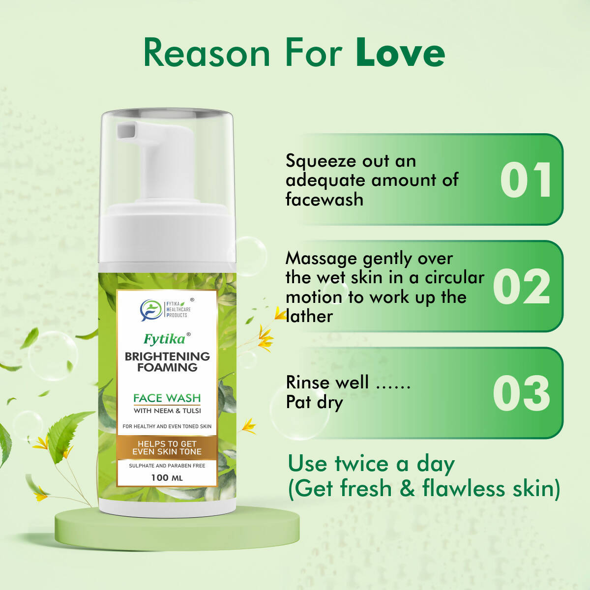 Fytika Brightening Foaming Facewash With Neem & Tulsi | Grocsy