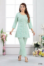 Joban Fashion Heavy Muslin Pista Color Kurta Set | Grocsy