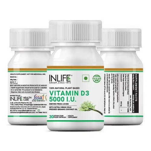 Inlife Vitamin D3 5000 IU Capsules Without Gelatin | Grocsy
