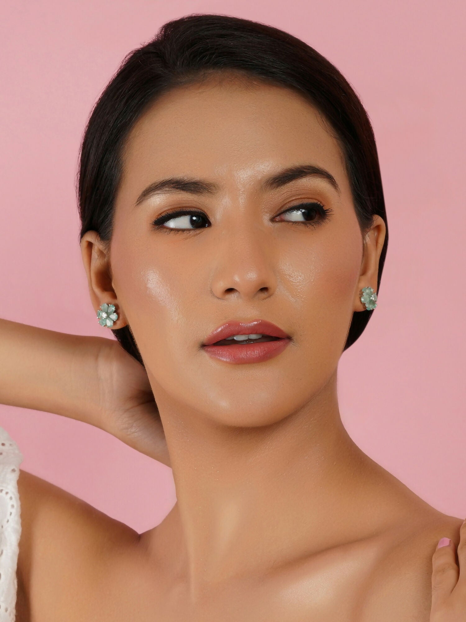 stone stud (mint green ) - Ruby Raang | Grocsy