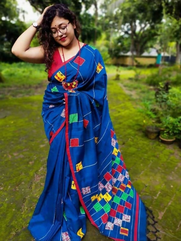 Exclusive Collection Multy Beautiful Cotton Applique Work Saree | Grocsy