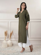 Joban Fashion Women's Khakhi V - Neck Dress | Grocsy