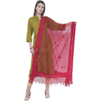 A R Silk Women's Mirror Work Orgenza Cotton Red Dupattas and Chunnis | Grocsy