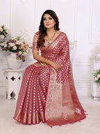 Aastha Fashion Light Pink Organza Silk Weaving Saree | Grocsy