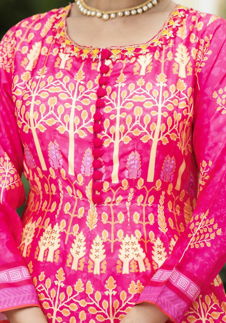 Wedding Designer Pink Soft Dola Silk Anarkali suit with Dupatta - Samanta | Grocsy