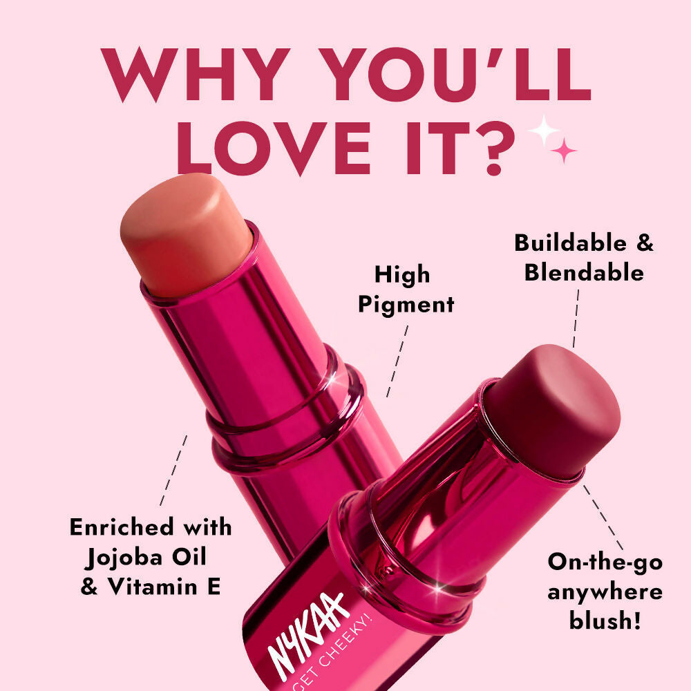 Nykaa Cosmetics Get Cheeky Blush Stick - Rosy Rush | Grocsy