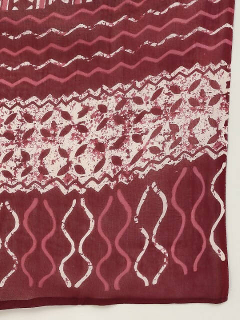 FIORRA Women's Maroon Cotton Straight Kurta Pant With Dupatta | Grocsy