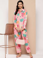 Ahalyaa Women's Traditional Wear Co-ods - Pink | Grocsy