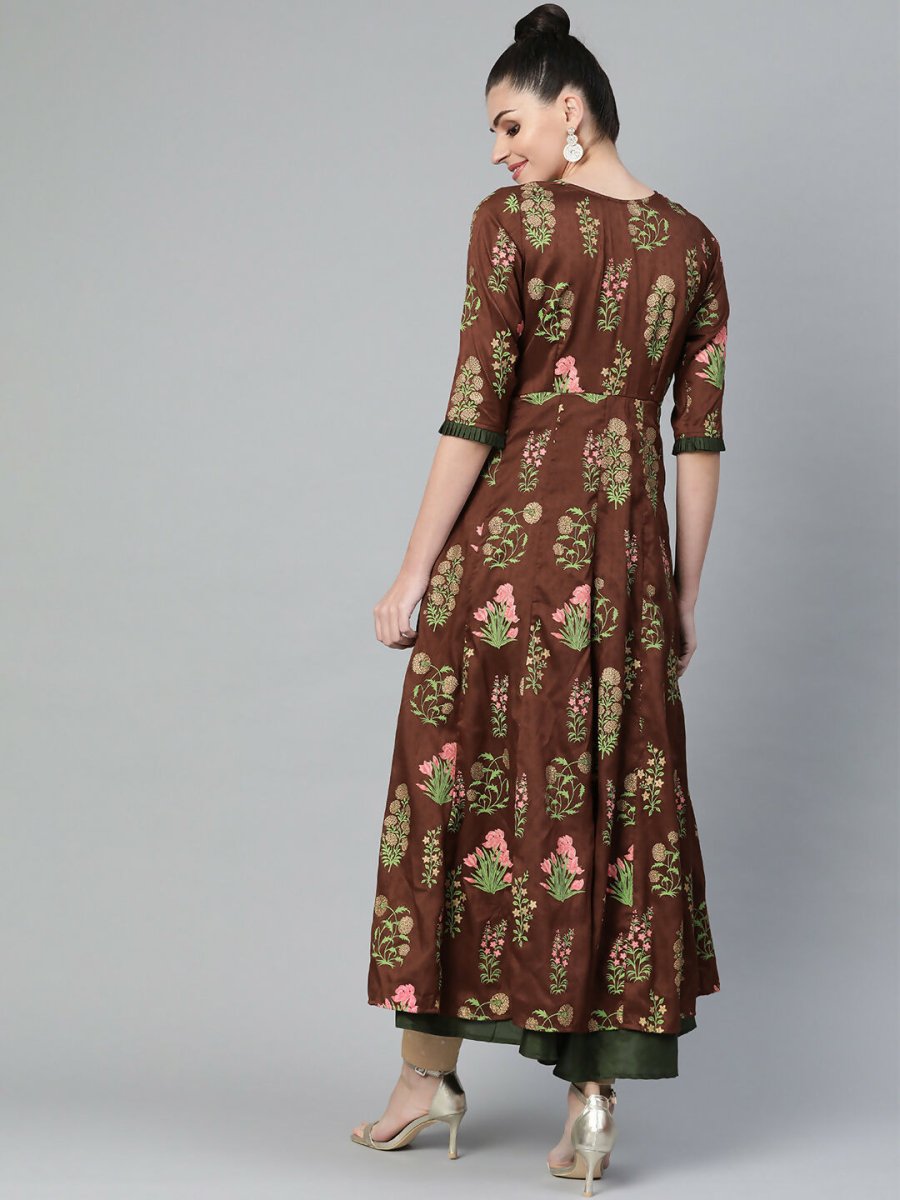 Ahalyaa Women's Traditional wear Kurta - Brown | Grocsy