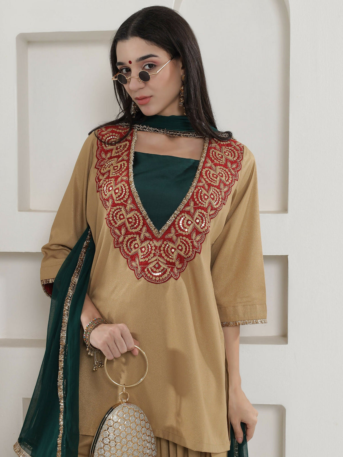 Joban Fashion Golden Farshi Salwaar Suit Set | Grocsy