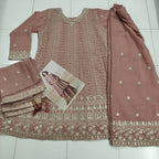 Anaita Peach Heavy Fox Georgette Stitched Suit with Sequence Work | Grocsy