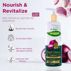 VI-JOHN Prakritik Red Onion & Castor Oil Shampoo Helps with Hair Fall & Re-Growth 100% Bio Actives | Grocsy