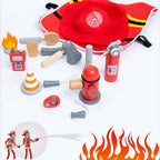 Nesta Toys Wooden Firefighter Pretend Play Toy with Fireman Costume Kit (14 Pcs) | Grocsy