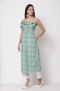 Myshka Women's Blue cotton Printed Sleeveless S Casual Dress | Grocsy