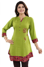 Snehal Creations Gorgeous Designer Green Rayon Embroidery Tunic | Grocsy