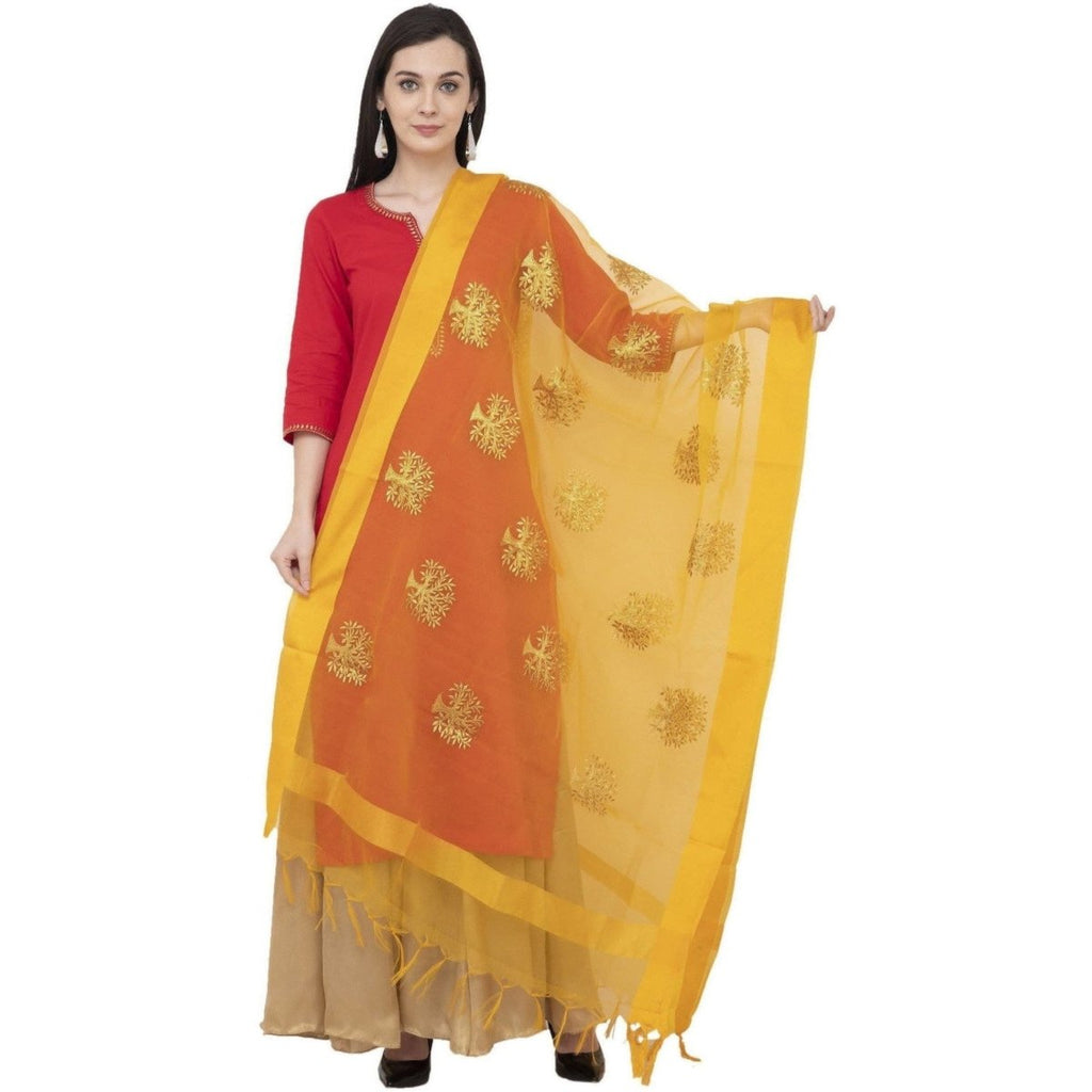 A R Silk Tissue Zari Emb. Fancy Dupatta Color Yellow Dupatta or Chunni | Grocsy