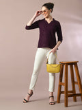 Myshka Women's Violet Embellished Cotton Regular Party Tunic | Grocsy