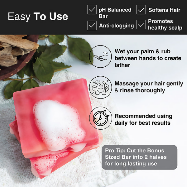 Soulflower Sandalwood Geranium Hair Cleansing Bar | Grocsy