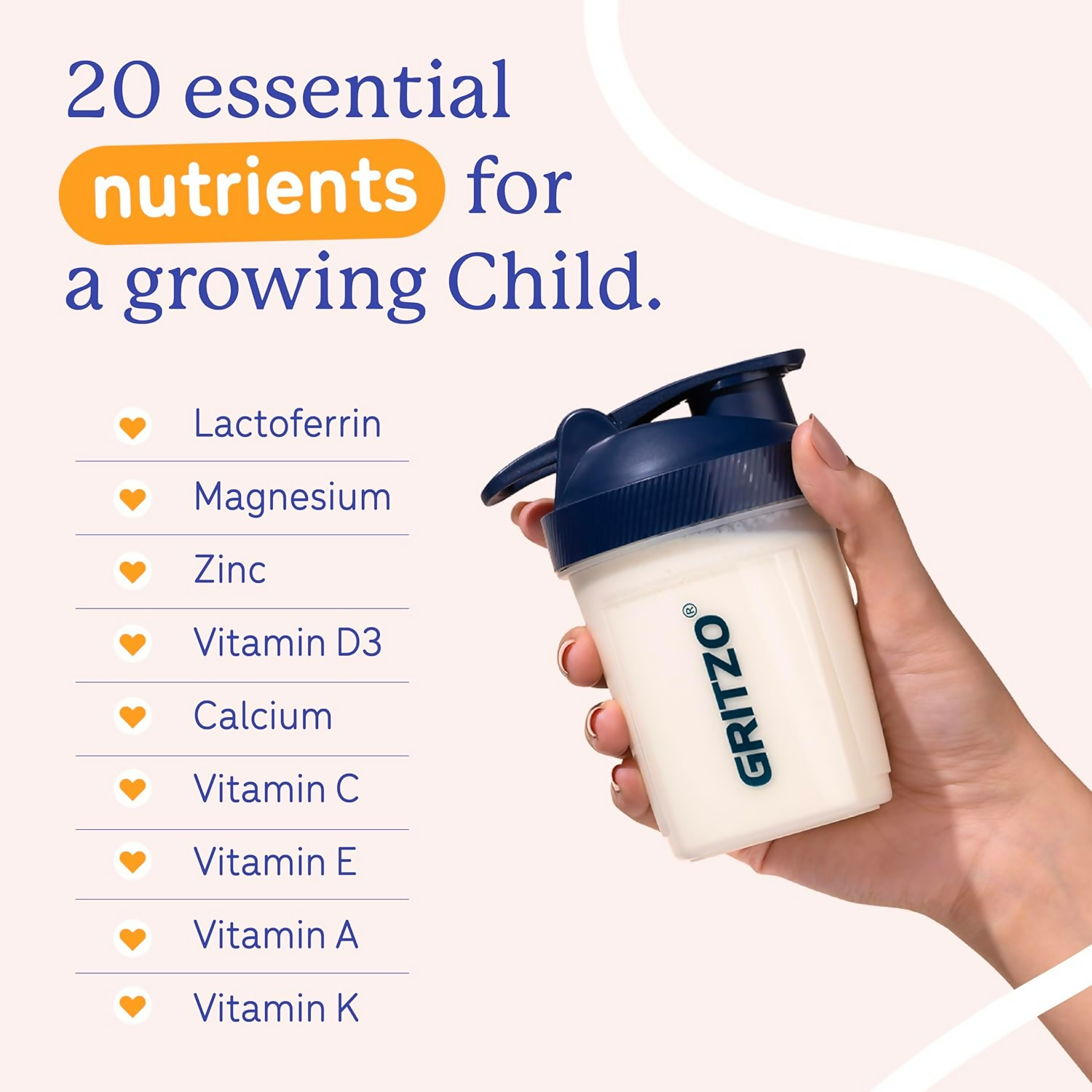 Gritzo SuperMilk Growth+ (Formerly Height+) Unsweetened Drink Mix (7-12y Boys), 10g Protein Powder (Creamy Vanilla) | Grocsy